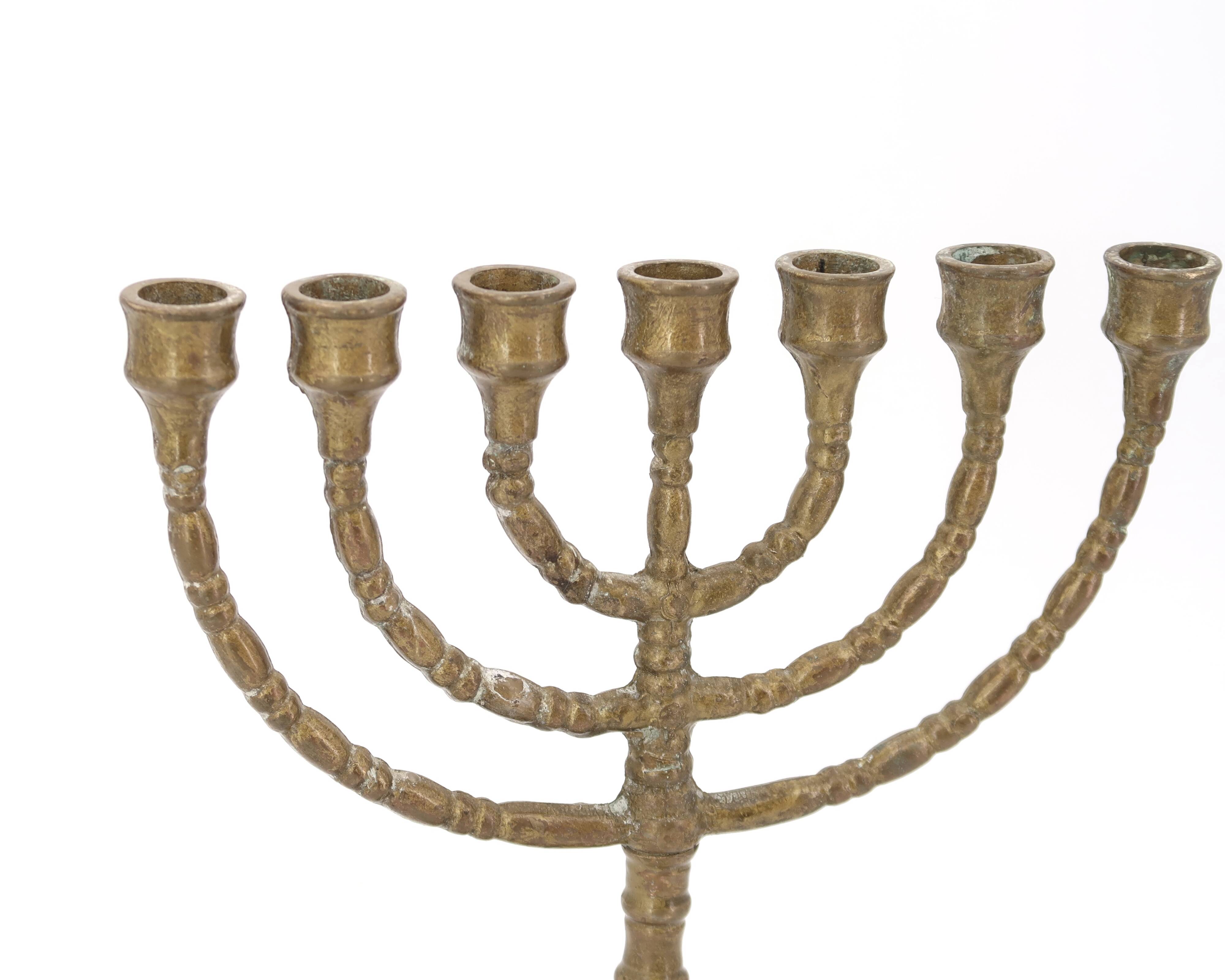 Menorah candlestick with 7 branches in brass, 1960s