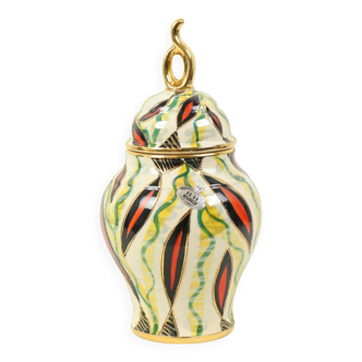 Vase à couvercle des années 50 H. Bequet Jupiter en céramique peinte à la main