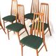 Suite de 6 chaises Niels Koefoed 'Eva' - design danois en teck - vintage