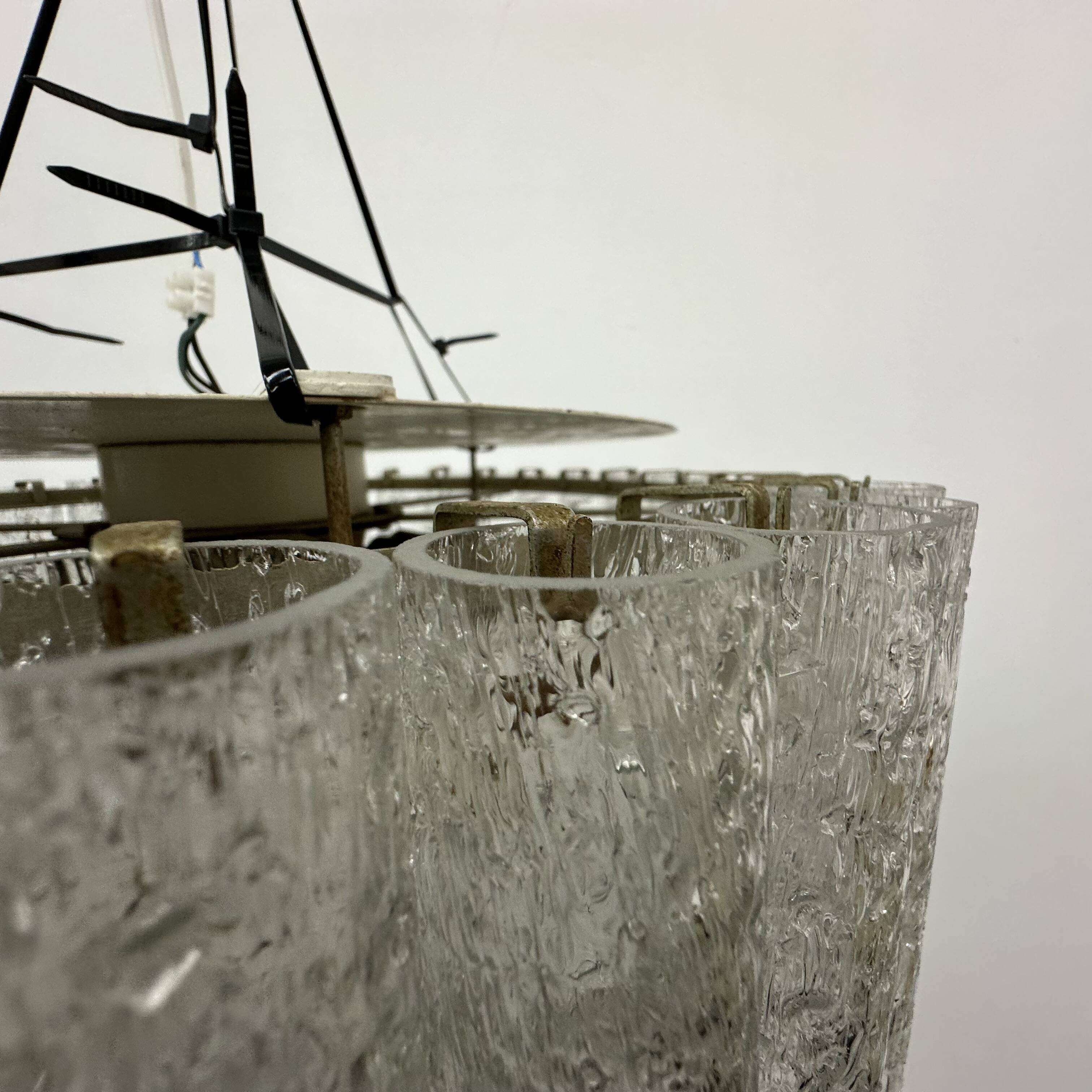 Glass Tubes Chandelier Flush mount from Doria Leuchten, 1960s