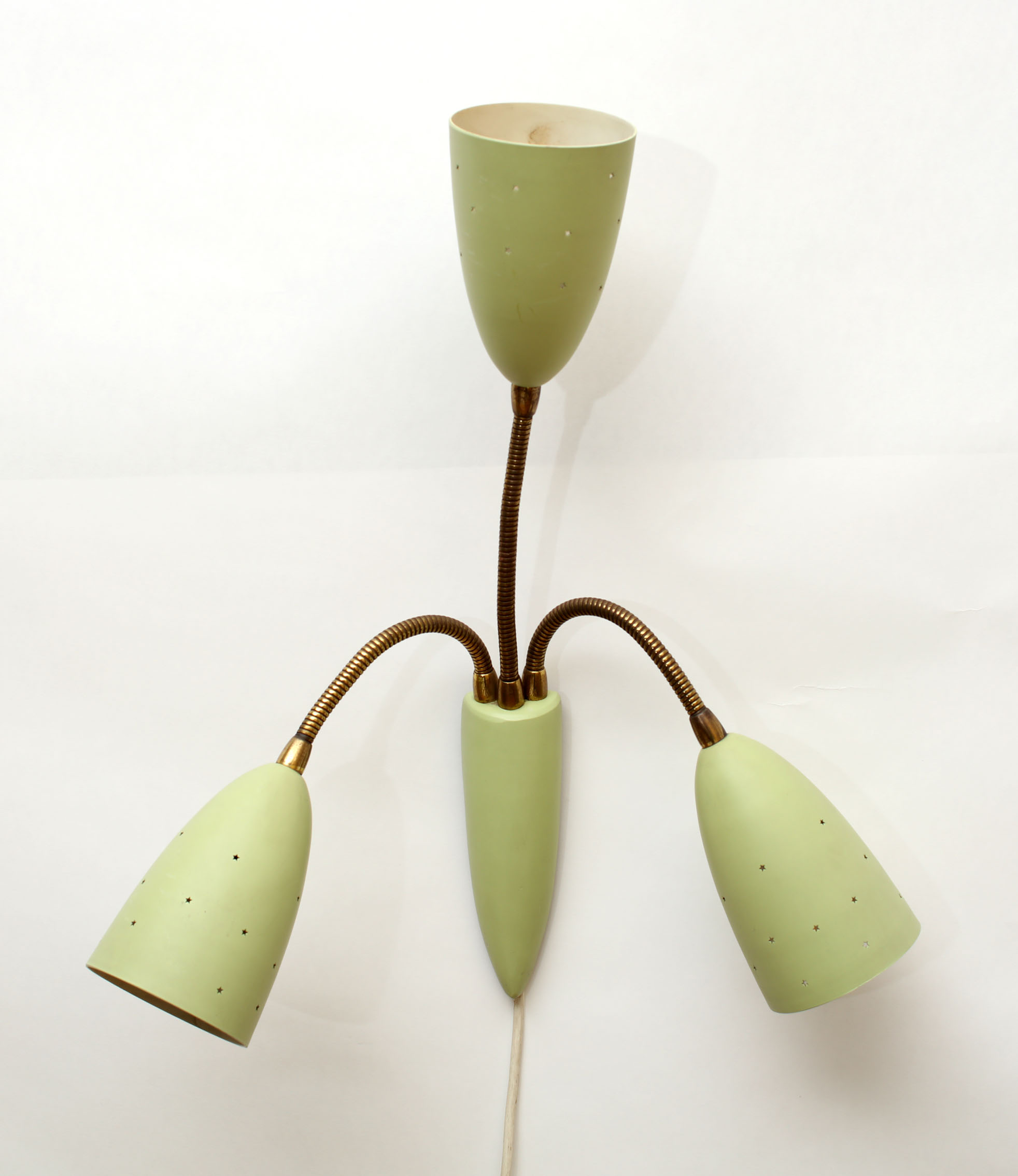 Italian wall lamp in green, for 3 bulbs 1950