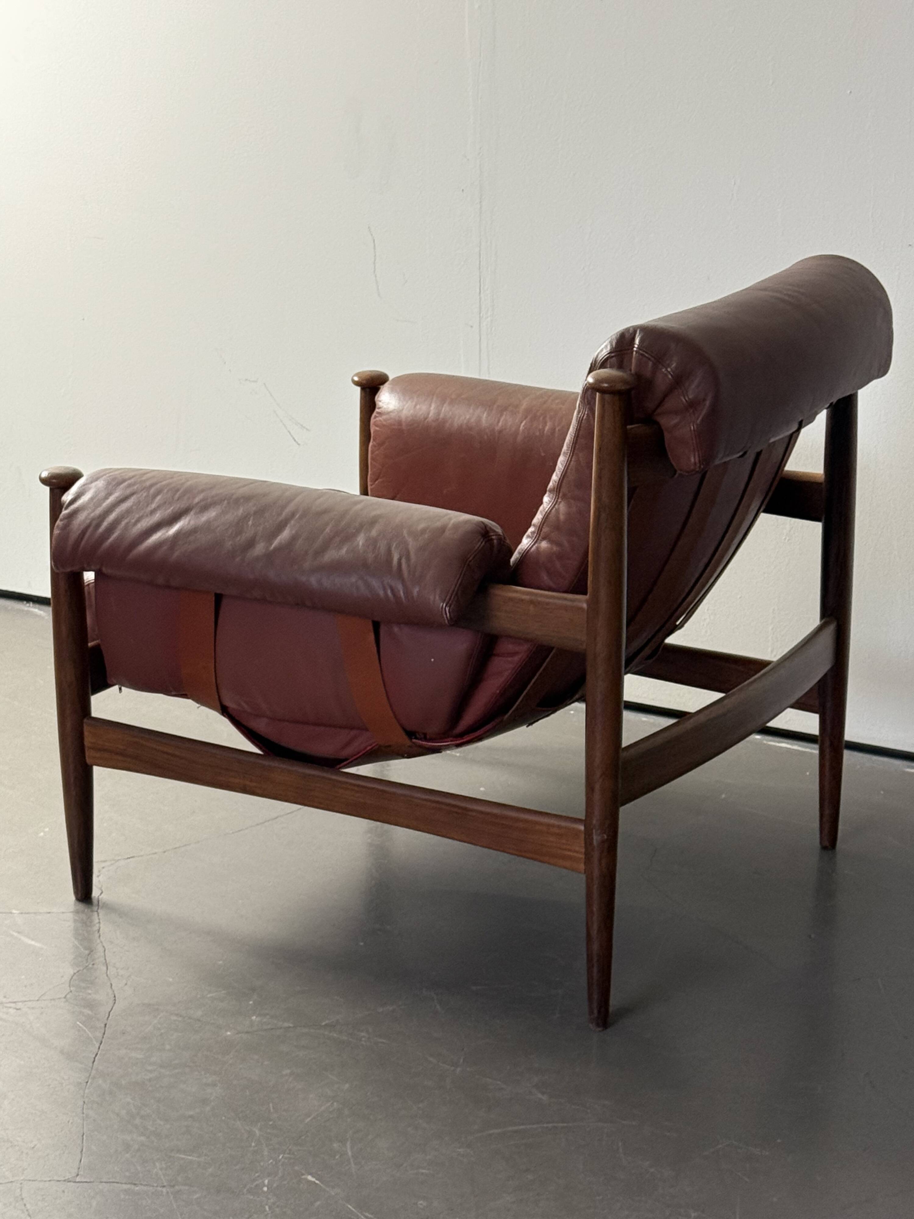 Admiral armchair by Eric Merthen, in leather and rosewood