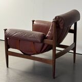Admiral armchair by Eric Merthen, in leather and rosewood