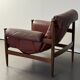 Fauteuil Amiral d'Eric Merthen, en cuir et palissandre