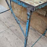 Old folding table in Burmese teak and steel