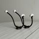 set of 2 metal and porcelain ceramic hooks