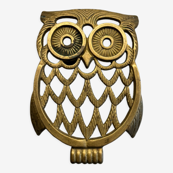 Dessous de plat hibou laiton ancien