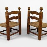 Pair of low straw chairs  circa 1940
