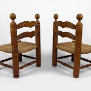 Paire de chaises basses paillées