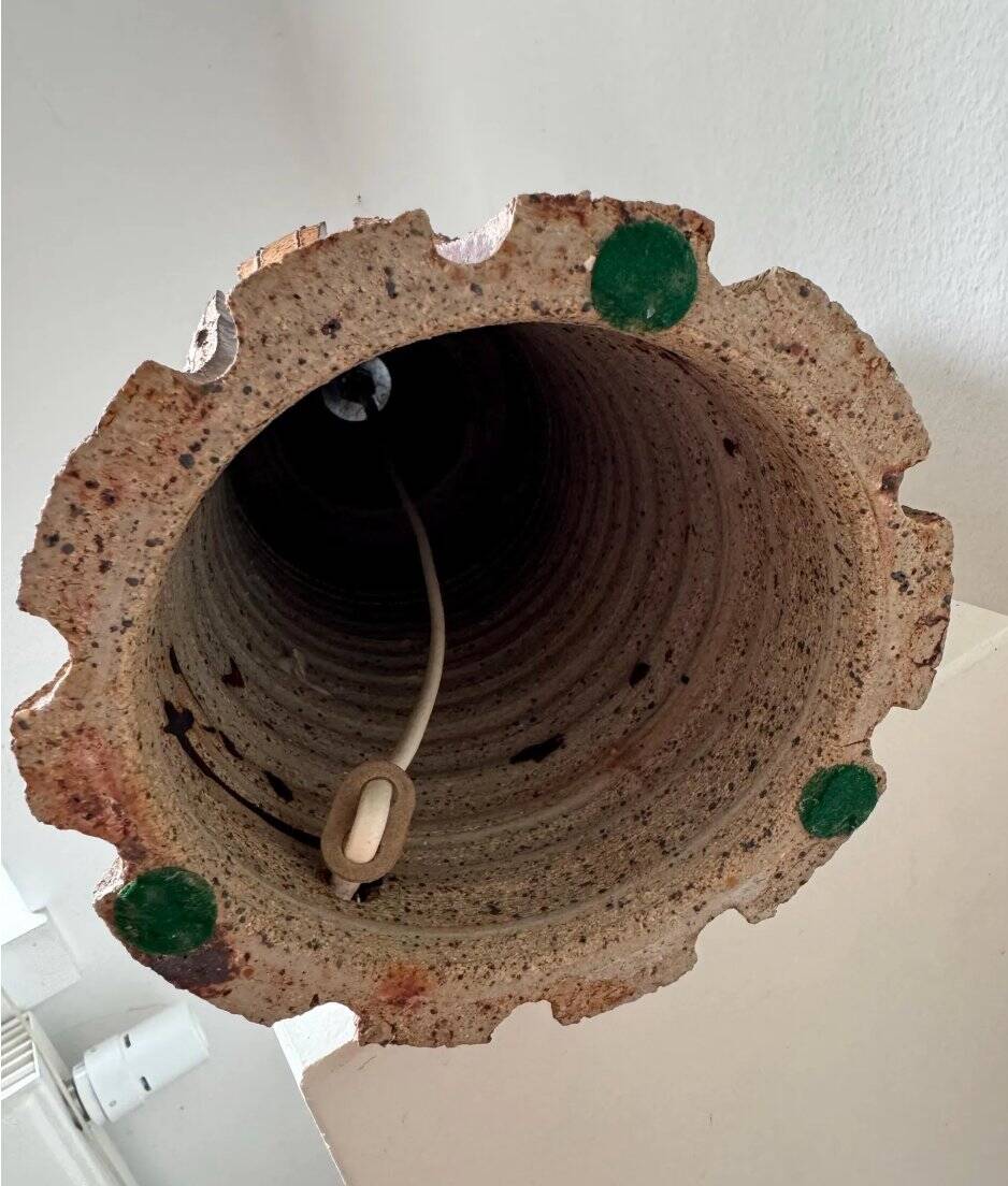 Large brutalist table lamp by Lene Regius, Denmark, 1970s