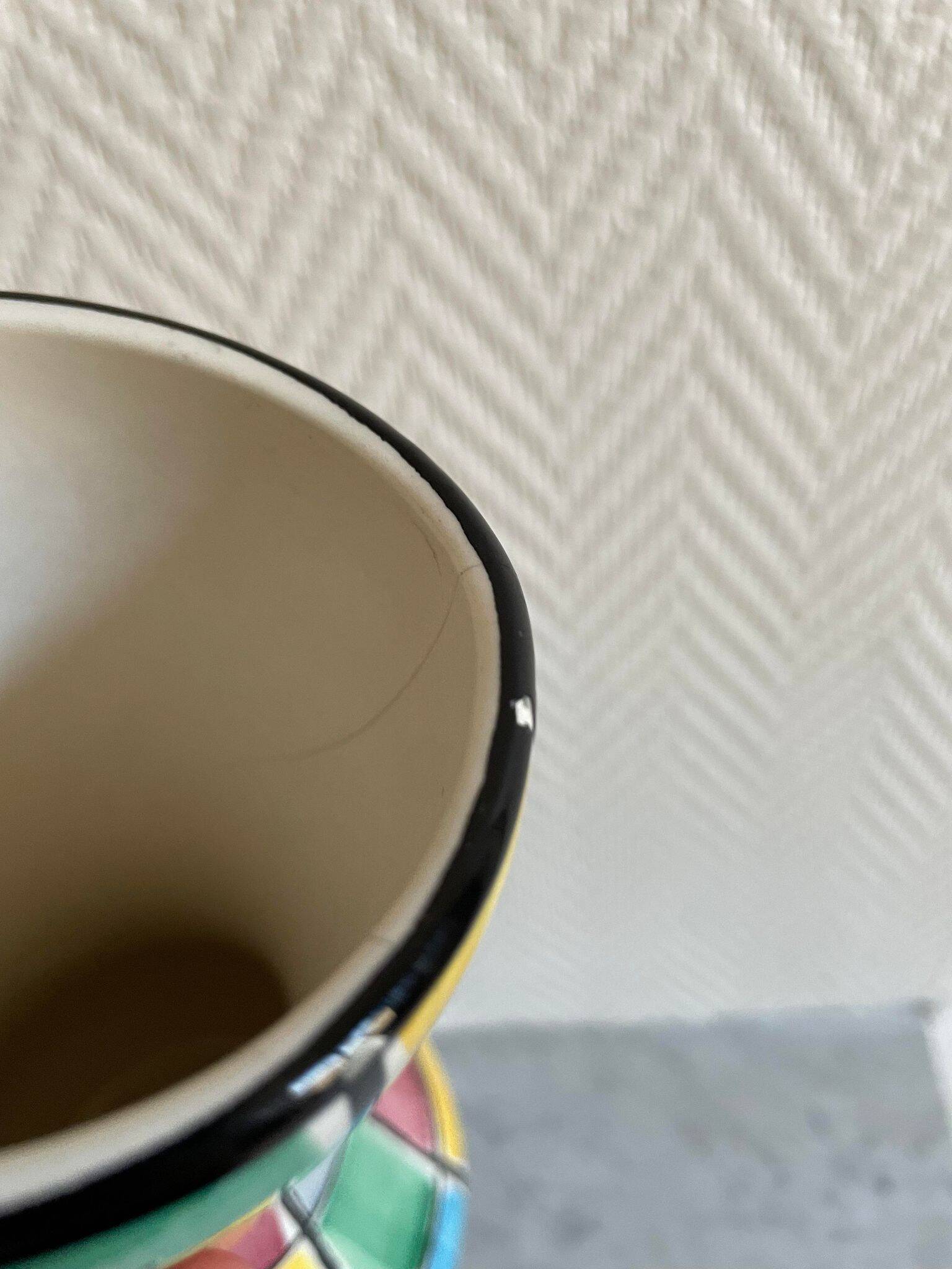 Schramberg Majolika Fabrik ceramic vase Mondrian style