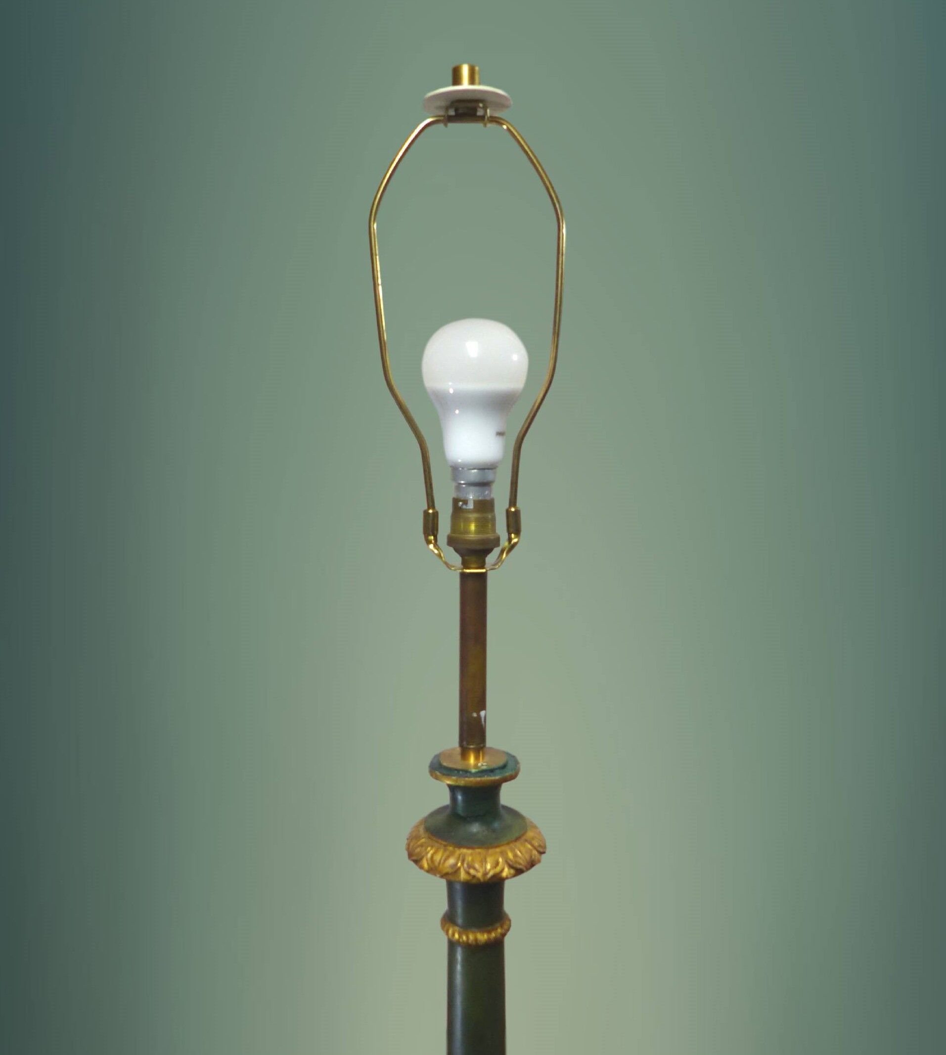 Etruscan-style carved wooden parquet lamp foot