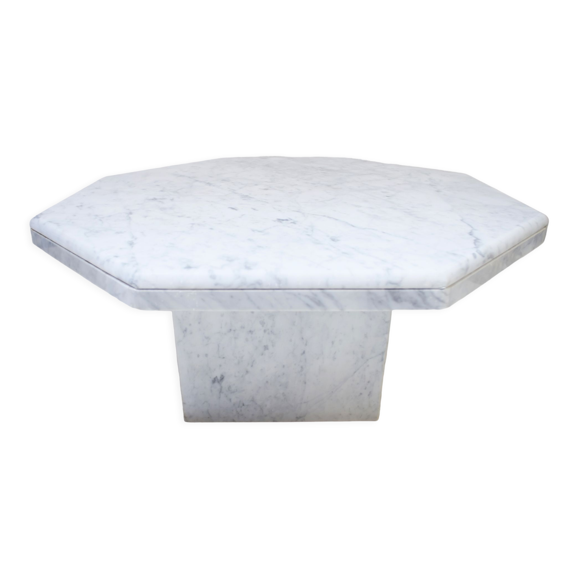 Octagonal vintage coffee table in Carrara marble 70s