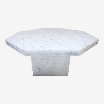 Table basse vintage  octogonale en marbre de Carrare années 70