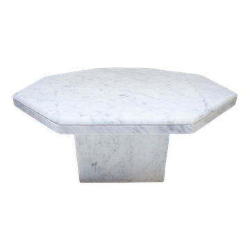 Table basse vintage  octogonale en marbre de Carrare années 70