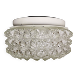 Mid century clear round crystal glass ceiling wall flush mount lamp