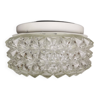 Mid century clear round crystal glass ceiling wall flush mount lamp