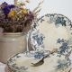 Set of 6 flat earthenware plates from Choisy le Roi model Floreal, iron earth.