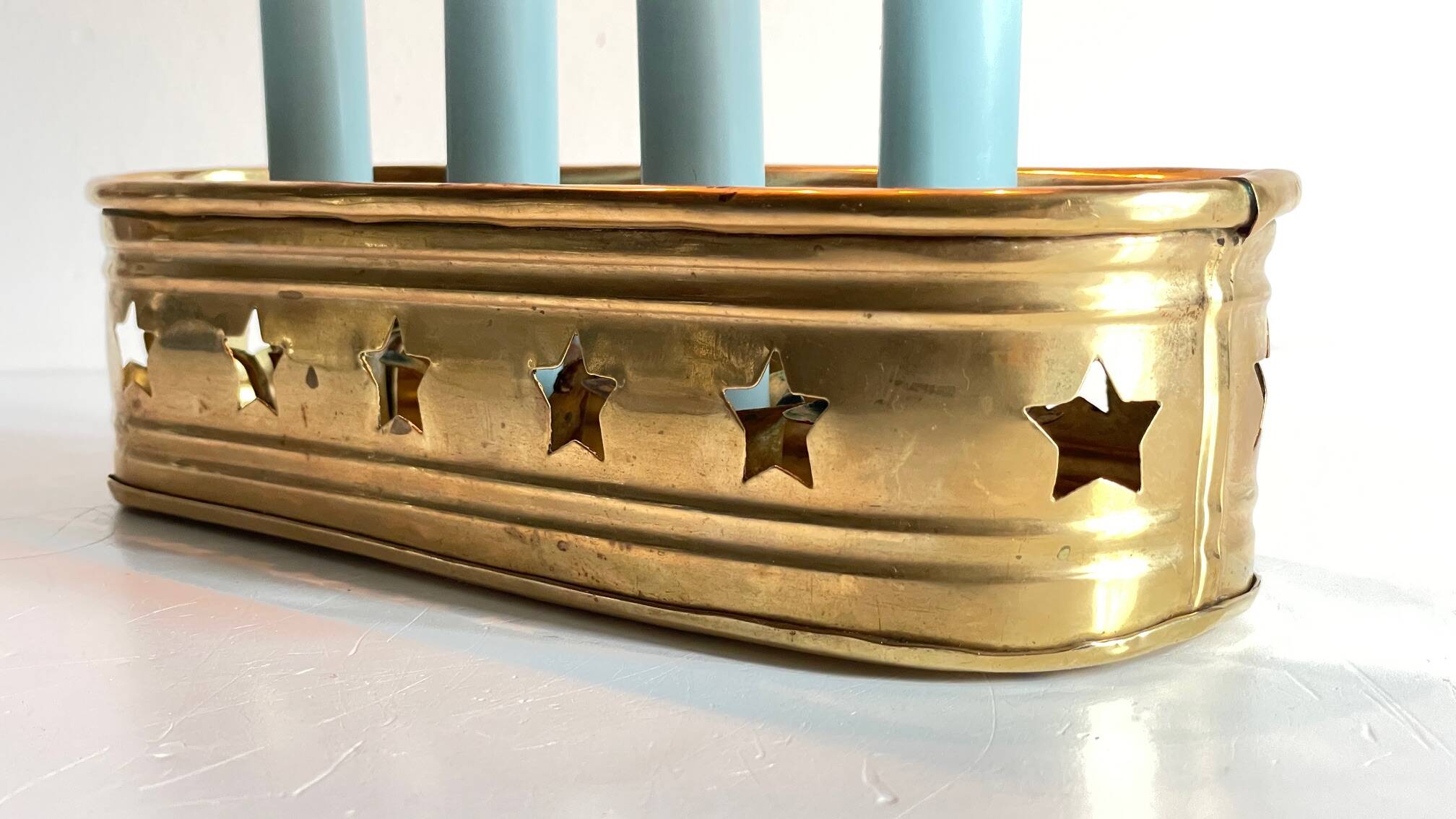 Bougeoir chandelier etoiles vintage laiton