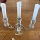 Pair of Electrified Art Deco Candle Holders – Cut Crystal & Chrome Metal 1