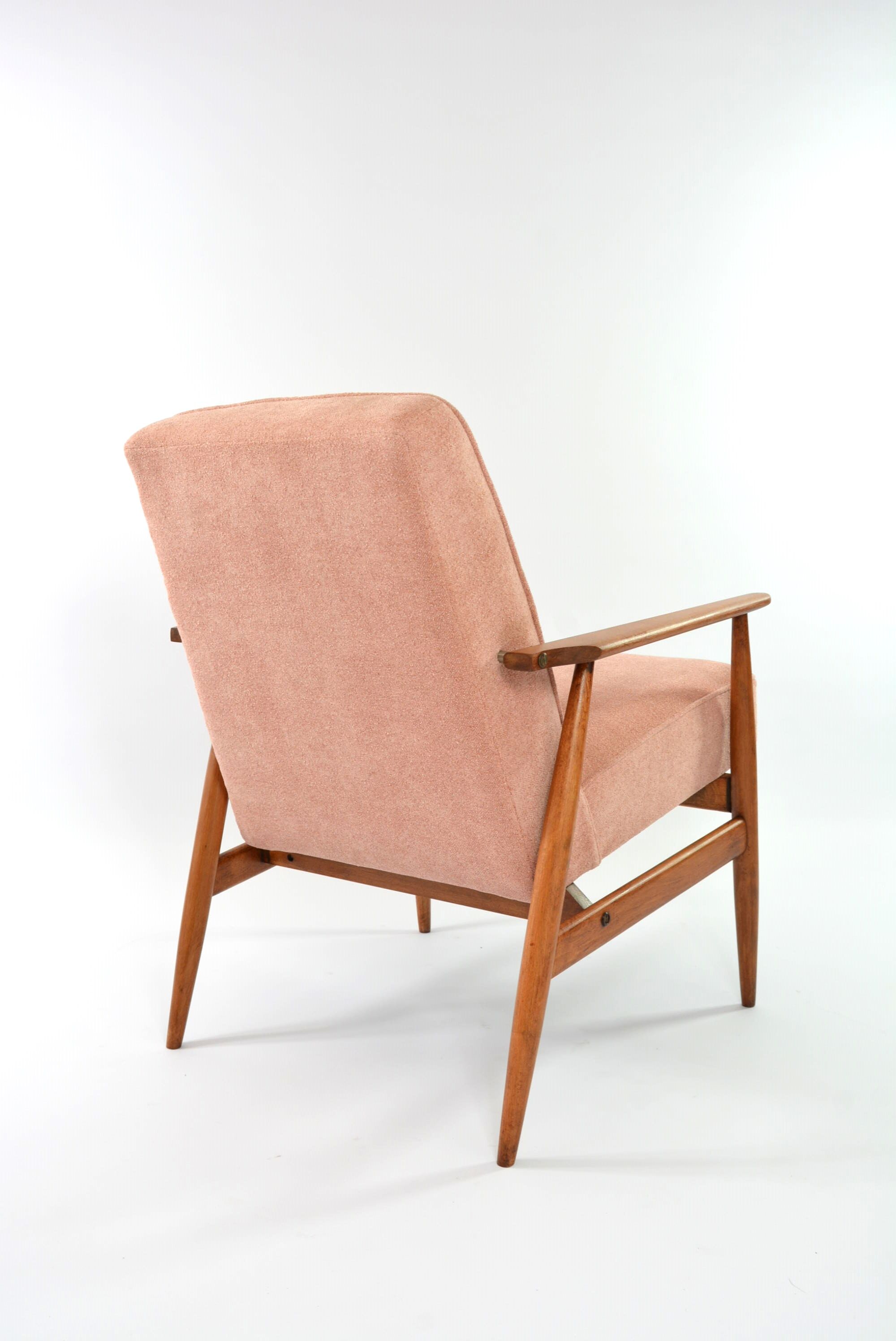 Renovated vintage armchair corduroy pink