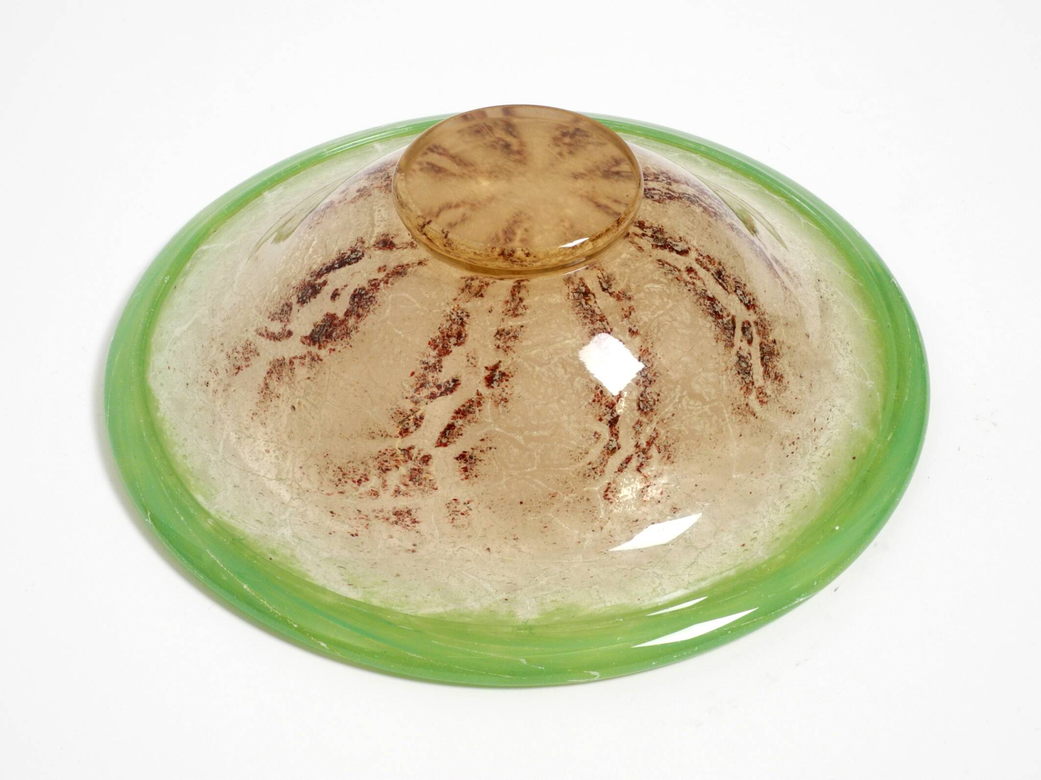 Three large colored 1930s glass bowls by Karl Wiedmann for WMF Ikora