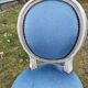 Chair Medallion velvet blue patina white Louis XVI