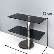 Postmodern Chromed Metal Console Table with Two Smoked Glass Shelves, Italy