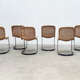 Set of six Cidue rattan dining chairs