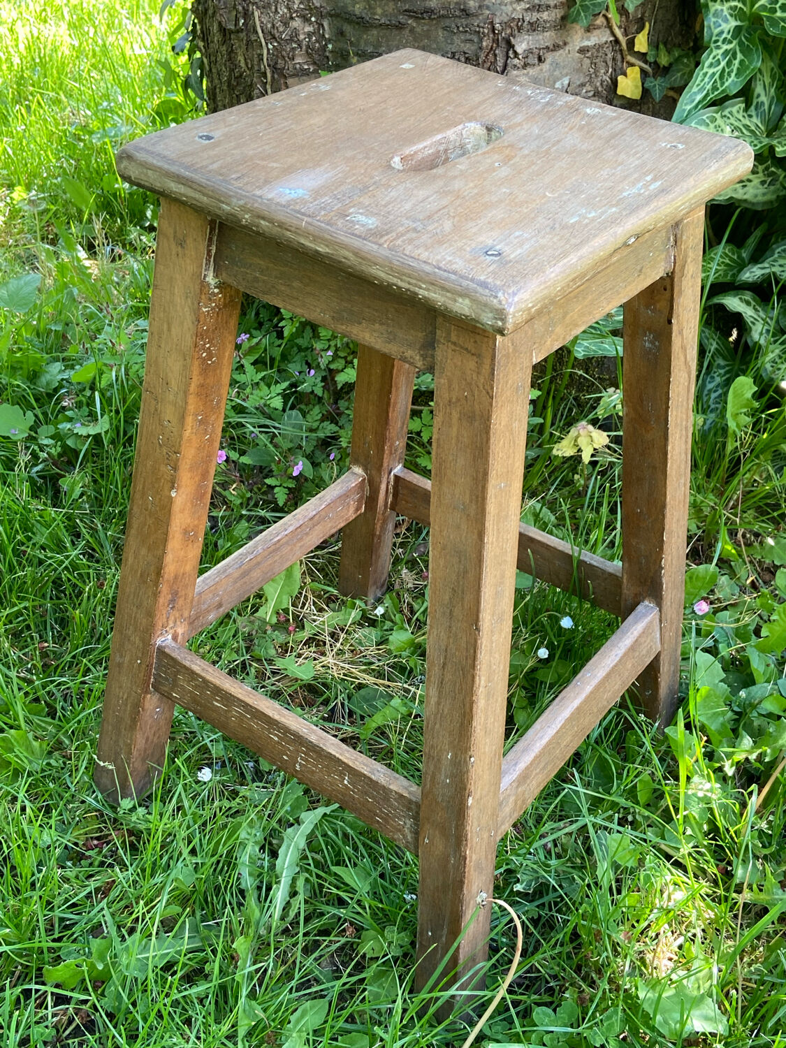 Solid oak workshop stool