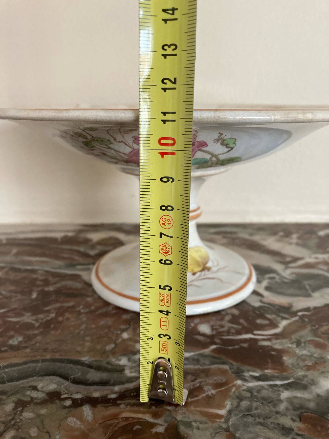 Luneville KG compote dish with poppy and butterfly design.