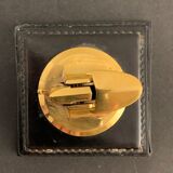 Briquet franco américain en laiton et cuir piqué sellier