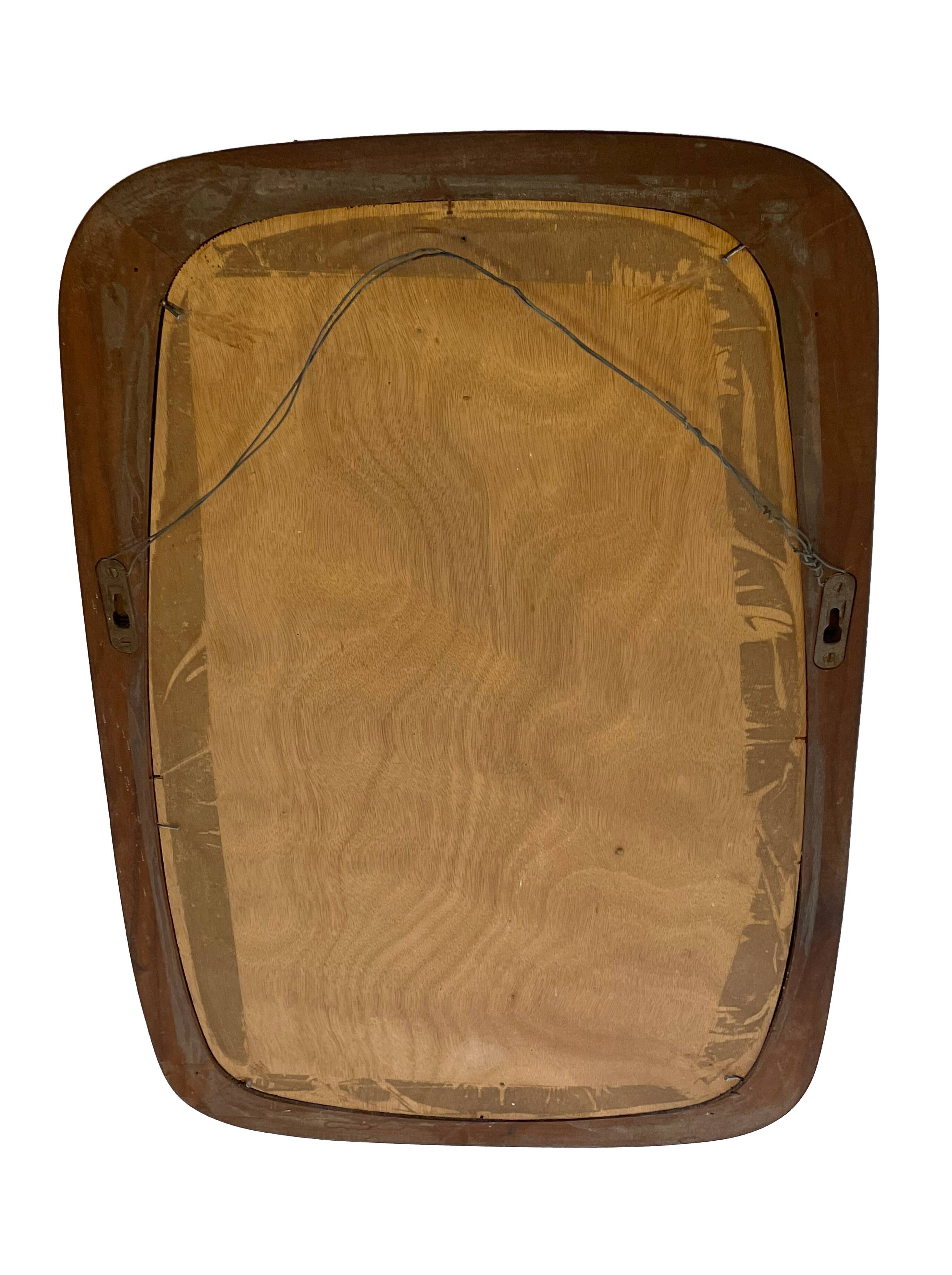 Vintage Large organic Danish mirror in teak