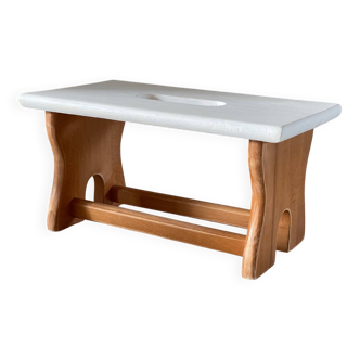 Vintage Beechwood and White Stool