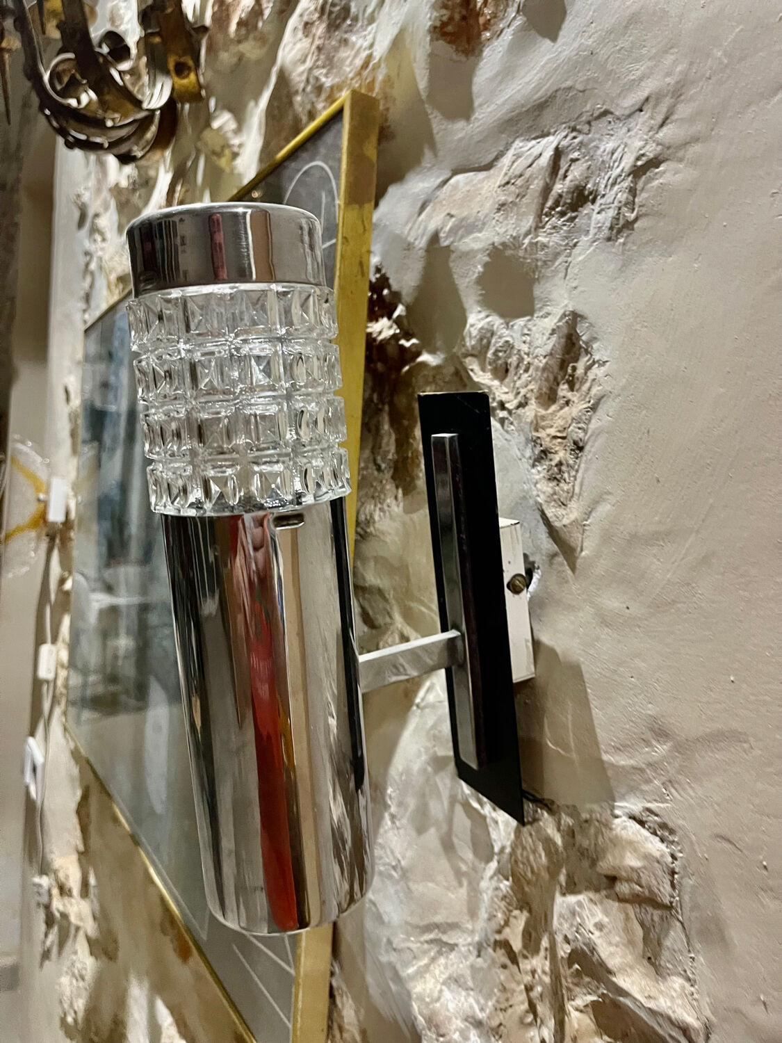 Sciolari style chrome and glass wall light