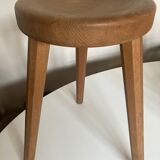 Wooden stool tripod hollow seat 1960