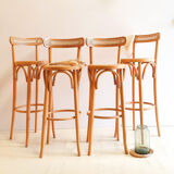 Series of 4 canned bar stools