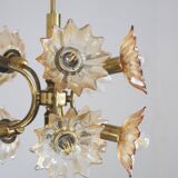 Plafonnier Mid-Century en Laiton et Verre de Sische Leuchten