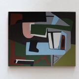 Original abstract painting "Powerful alignment" on canvas 100x81cm.