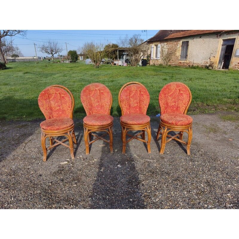 4 vintage rattan chairs