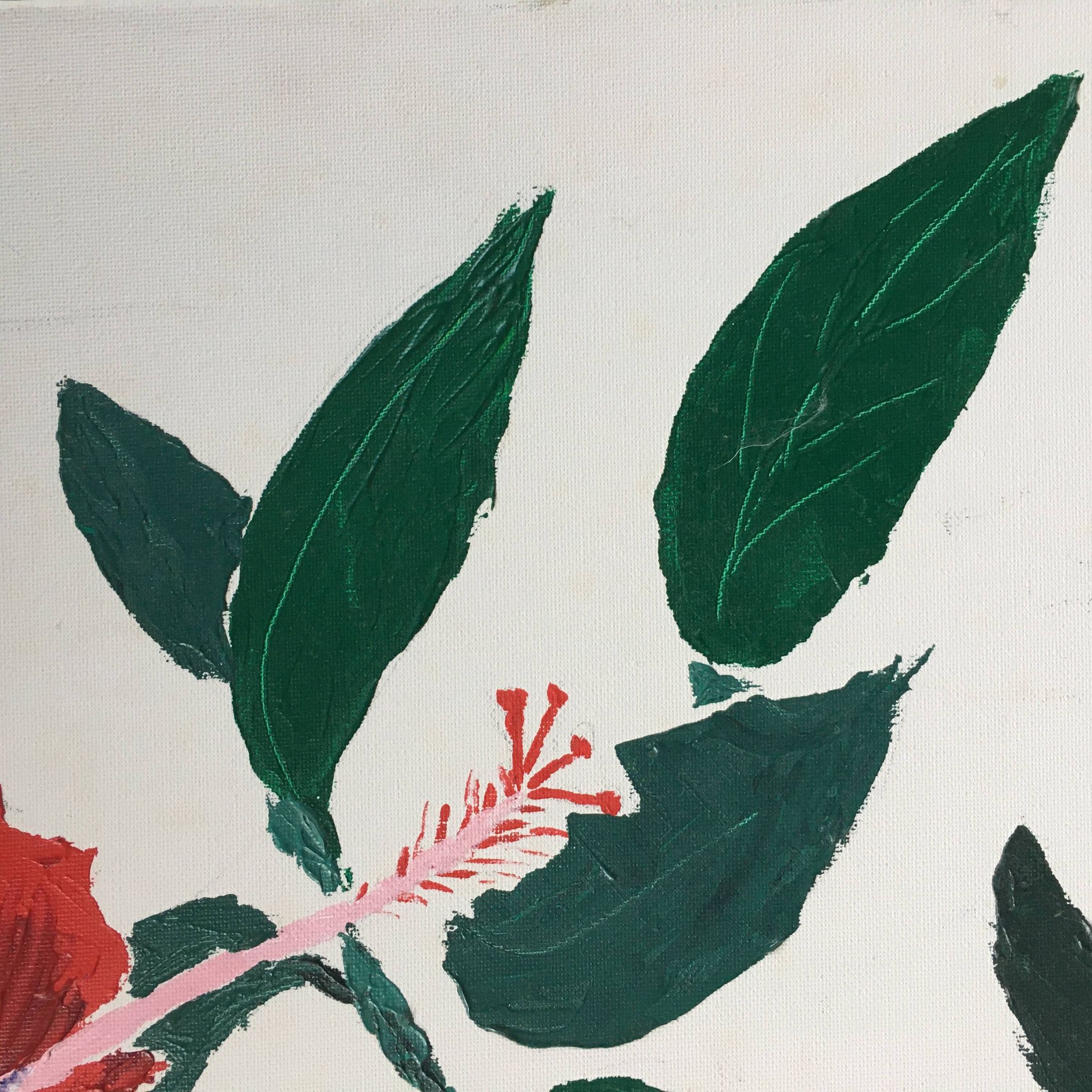 Red exotic flower painting