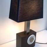 Vintage lamp in exotic wood and stainless steel c.1970