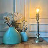 Lamp base in brass and chrome-plated steel