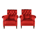 Vintage Pair of Upholstered Armchairs — First Half of the 20th Century