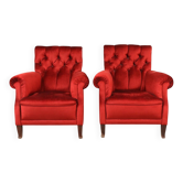 Vintage Pair of Upholstered Armchairs — First Half of the 20th Century