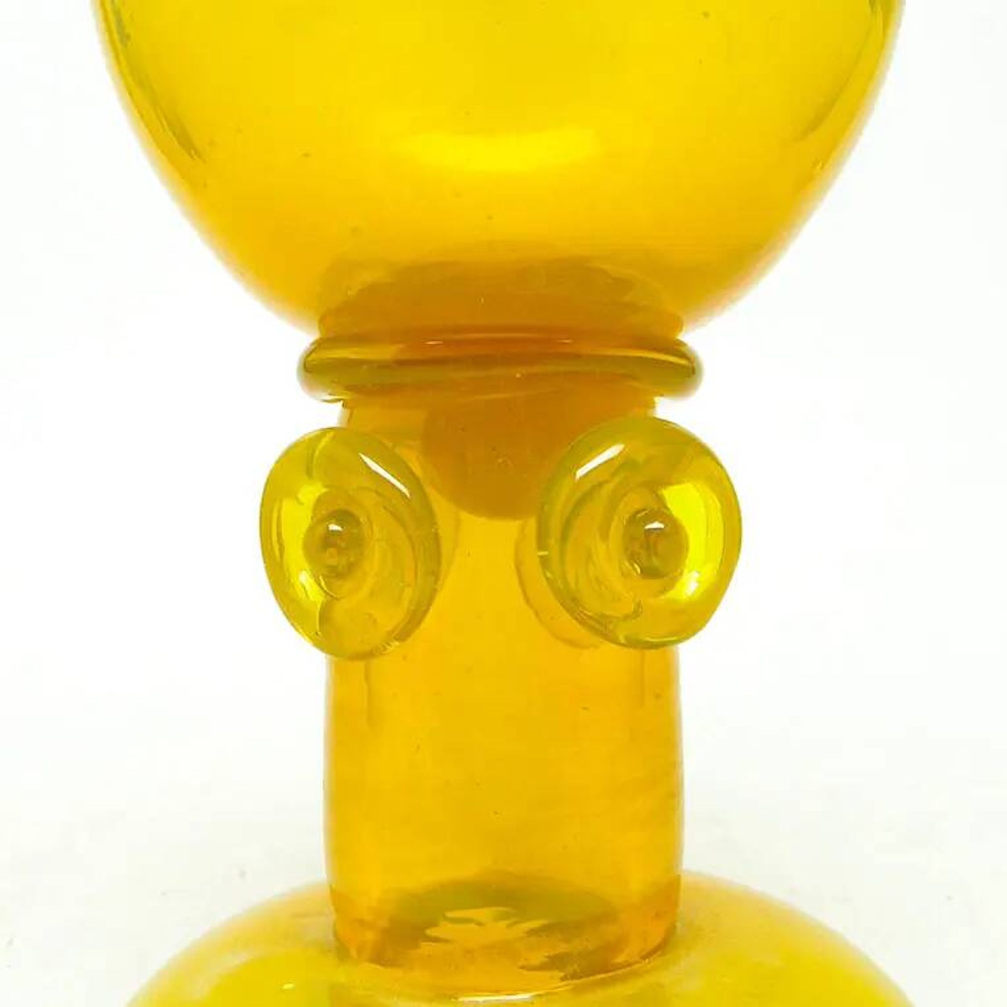 Modernism vase, yellow glass, designed by J. Słuczan-Orkusz, Poland, 1970s