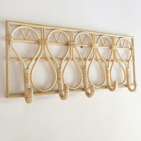Patère coat rack in bohemian vintage rattan canning
