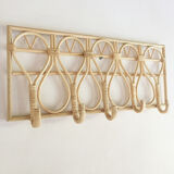Patère coat rack in bohemian vintage rattan canning