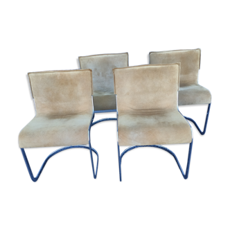 4 chairs in suede and chrome base year 70/80