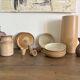 Vintage french stoneware ceramics set – mineral earth